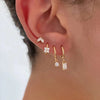 4PCS Stainless Steel Four Zircons Flower Pendant Hoop Earrings Set for Women Cartilage Huggies Square Earring Piercing Jewelry - Image 1