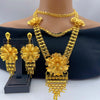 Nigerian Gold Plated Jewelry Set For Women Long Flower Necklace Earrings Jewellery Dubai Brazilian African Bridal Sets - Image 2