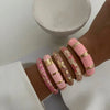 Sweet Pink Enamel Dropped Glaze Flower Texture Bracelet For Women Retro Leaf Star Floral Embossed Zircon Bangle Party Jewelry - Image 4