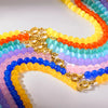 Rainbow Cat's Eye Glass Bead Chain Necklace Gold Plated Stainless Steel Collar Chain Colorful Jewelry for Women Unique Gift - Image 3