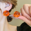 Pink Blue Oil-dropping Round Oval Stud Earrings Unique Design Bean Beads Ear Studs Earrings Temperament Ear Accessories - Image 15