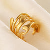 Stainless Steel Lava Irregular Hollow Ring for Women Metal Texture Daily Simple Stylish Golden Rings Jewelry - Image 4