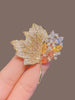 Rhinestone Yellow Maple Brooches Vintage Maple Leaf Green Crystal Pendant Woman's Brooch Pin Accessories Gift - Image 5