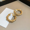 Aesthetic Twist Hoop Earrings for Women Gold Color Ear Loops Modern Lady's Daily Wear Statement Jewelry - Image 3