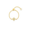 Silver Octagonal Star/Round/Petal Zircon Charms Finger Rings For Women Adjustable Opening Chain Ring Jewelry - Image 18