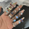 Y2K Crystal Rings Kpop Heart Adjustable Ring Irregular Geometry Punk Vintage Rings Set for Women Girls Jewelry - Image 1