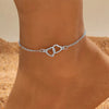 Simple Double Zircon Cross 8 Shape Word Anklet For Women Hollow Love Heart Thin Chain Anklets Beach Foot Minimalist Jewelry - Image 4