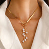 Imitation Pearl Tassel Flat Snake Bone Necklace For Women Personalized Daily Accessory Party Jewelry Birthday Gifts - Image 1