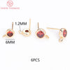 (2607) 4MM 6MM 7MM 8MM Gold Color Brass with Zircon Hooks Hole Round Stud Earrings Pins Jewellery Accessories Wholesales - Image 24