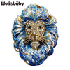 Noble Lion Brooches For Women Unisex 2-color Rhinestone Enamel Zodiac Sign Leo Lion Animal Party Office Brooch Pins - Image 1