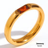 Gold Plated Shiny 12 Colors Birthstone Ring Stainless Steel Gold Plated Zircon Rings Zodiac ConstellationFor Women - Image 18
