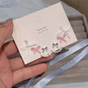 6Pcs/Set Korean Pink Ribbon Bowknot Shaped Pearl Stud Earrings Set for Women Sweet Pearl Heart Charm Earring Jewelry Gifts - Image 8
