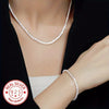 2pcs Set Silver Charms Bracelets Necklaces Jewelry Set for Women Lady Jewelry Wedding Party Gifts - Image 1