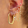 Chain Hoop Piercing Earring with Square and Waterdrop Details - Image 1