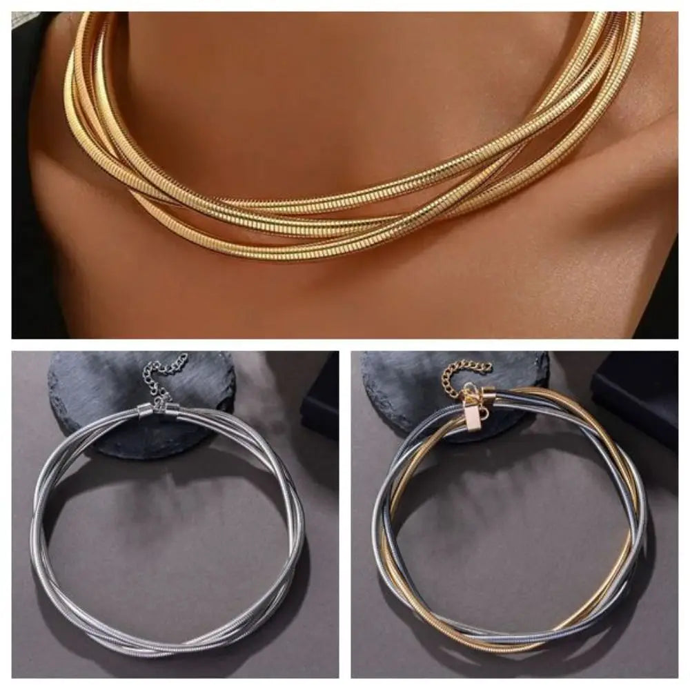 Creative Gift Alloy Bendable Snake Necklace Gold Color Twistable Flexible Choker Punk Silver Color Bracelet - Image 1