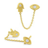 Gold Silver Color Plated Double Hole Link Chain Circle Hoop Earrings Zircon Star Lightning Eye Pendant Huggie Piercing Earring - Image 35