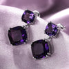 Silver Bridal Earrings for Women Wedding Geometric Purple Cubic Zirconia Elegant Accessories - Image 5
