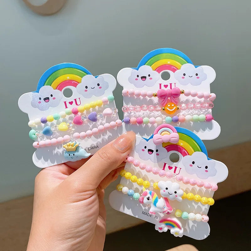 3Pcs Qute Colourful Resin Bracelets Little Girls Bracelets Kit Kids Charm Bracelet Kids Jewelry Party Accessories - Image 1