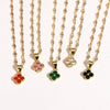 316L Stainless Steel Chain Violet Clover Pendant Necklace for Women Colored Crystal Neck Female Wedding Jewelry Gift - Image 3