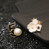 ladies number 5 camellia earrings asymmetrical pearl earrings women's studs - Image 3