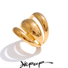 Arrivals Glossy Stainless Steel Layered Hollow Open Ring for Women Distinctive Geometric Attractive Jewelry - Image 1