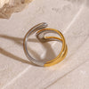 Stainless Steel Metal Gold Thaya Colorblock Cross Asymmetric Open Ring Jewelry Pour - Image 4