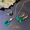 Oval Purple Crystal Fusion Stone Back Is Crystal Stone Necklace Earrings Rings Jewelry Set Elegant Women's Jewelry - Image 7
