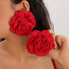 Salircon Exaggerated Large Rose Flower Earrings For Women Statement Pierced Stud Earrings Ladies Party Dinner Jewelry - Image 1