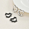 Creative Gothic Punk Rivet Heart Hoop Earrings, Stainless Steel Geometric Piercing Earrings, Unique Cool Jewelry for Party - Image 2