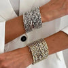 Layered Wide Bangle Bracelet with Acrylic Bead Accents - Image 2