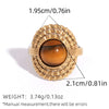 Brown Stone Stainless Steel Ring Oval Alpaca Rings For Women Adjustable Stacked Rings Ladies' Jewelry Gifts For Her - Image 16