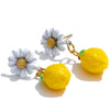 Yellow Resin Zirconia Fruit Lemon Dangle Earrings for Women Stainless Steel Arrivals Chic Jewelry - Image 9