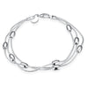 Silver Color Bracelet Necklace Jewelry Set Three Snake Chains With Silvery Oval Beads Olive Shape Wedding Charm Chain For Women - Image 6