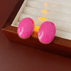 Pink Blue Oil-dropping Round Oval Stud Earrings Unique Design Bean Beads Ear Studs Earrings Temperament Ear Accessories - Image 5