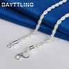 Charm silver Accessories Men 4MM 40-60cm 2PCS Rope Chain Necklace Bracelet Women Wedding Gift Jewelry - Image 5