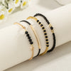 4 PCs/Set Black Stone Bracelets For Women Boho Handmade Multilayer Jewelry Accessories - Image 1