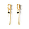 Gold Silver Color Plated Double Hole Link Chain Circle Hoop Earrings Zircon Star Lightning Eye Pendant Huggie Piercing Earring - Image 16