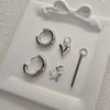 Punk Long Heart Star Pendant Earrings For Women Simple Geometric Circular Ear Buckle Jewelry Gift - Image 3