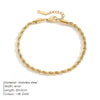 Braided Chain Anklet Rose Gold Plated Stainless Steel Textured Twist Design Women Accessories Summer - Image 9