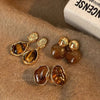 Vintage Korean Style Maillard Brown Ear Clips Women's Coffee Irregular Geometric Clip Earrings Without Ears Hole - Image 1
