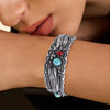 Alloy Oval Turquoise Bracelet Vintage Gold Silver Atmosphere Calm Men And Women Companion Open Bracelet Resale - Image 4