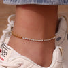 Stainless Steel Pvd Plating Waterpoof Rhinestone Zircon Freshwater Pearl Rope Chain Gold Color Anklets For Women - Image 5