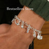 Silver 8 Inches Star, Moon, Zircon, Cross Bracelet Women's Charm Elegant Gift Jewelry - Image 1
