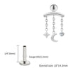 Titanium Hidden Helix Chain Earring 16G Dainty Star Moon CZ Dangle Cartilage Stud Piercing Jewelry - Image 20