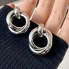 Double Layer Round Circle Dangle Earrings for Women Vintage Simple European Golden Metal Drop Earrings Geometry Jewelry Gift - Image 7