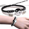 12 Pieces/Set Alloy Black and White Tai Chi Rhinestone Woven Bracelets For Couples With Adjustable Bracelets - Image 2