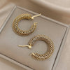 Stainless Steel Gold Color Geometric Metal Mesh Earrings For Women Girls Hoop Ear Jewelry Gift - Image 6