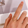 Abstract Hollow Irregular Open Adjustable Stainless Steel Rings Gothic Irregular Geometric Hammered Heart Lover Jewelry Rings - Image 34