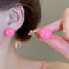 Pink Blue Oil-dropping Round Oval Stud Earrings Unique Design Bean Beads Ear Studs Earrings Temperament Ear Accessories - Image 11