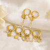 Gold Plated Stainless Steel Huggie Hoop Earrings for Women Chic Vintage Natural Stone Charms Jewelry - Image 28